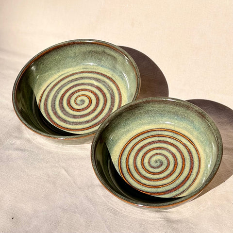 Nesting Spiral Bowls in Iron Lustre