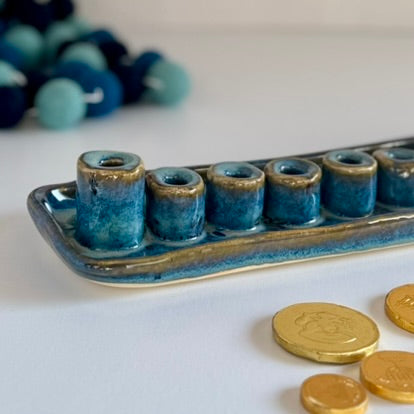 Blue Rutile Menorah