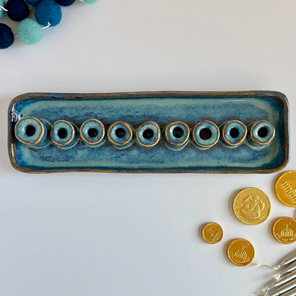 Blue Rutile Menorah