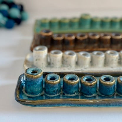 Blue Rutile Menorah