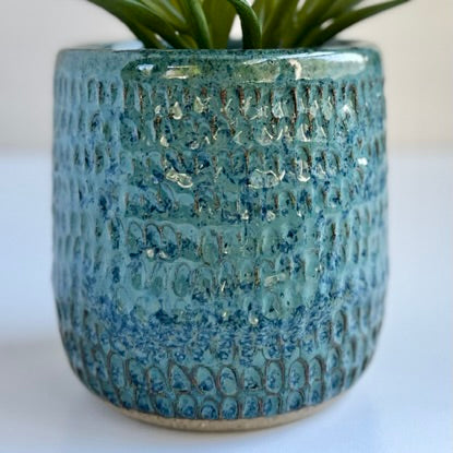 ocean plant pots Hand Carved Planter in Ocean Steel – Glaze On Studio