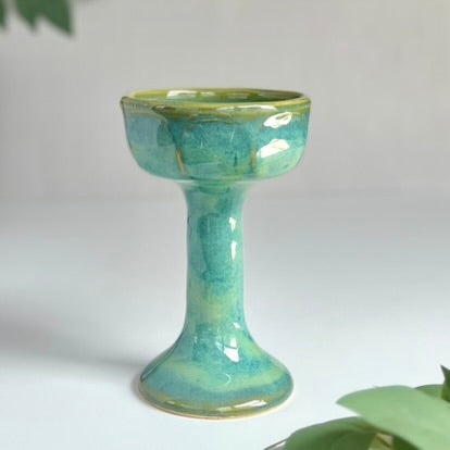 Wheelthrown ceramic stoneware goblets designed as Miriam's Cup for the Passover seder table. Use these ritual cups for Elijah, as a weekly Shabbat kiddish cup, as a unique wine glass, or for any spiritual practice. Glaze On Studio | small batch handmade functional pottery for home and table.