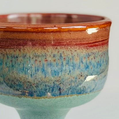 Wheelthrown ceramic stoneware goblets designed as Miriam's Cup for the Passover seder table. Use these ritual cups for Elijah, as a weekly Shabbat kiddish cup, as a unique wine glass, or for any spiritual practice. Glaze On Studio | small batch handmade functional pottery for home and table.