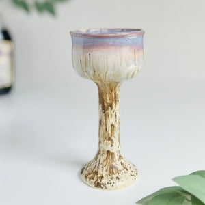 Wheelthrown ceramic stoneware goblets designed as Miriam's Cup for the Passover seder table. Use these ritual cups for Elijah, as a weekly Shabbat kiddish cup, as a unique wine glass, or for any spiritual practice. Glaze On Studio | small batch handmade functional pottery for home and table.