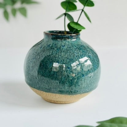 Moon Bud Vase in Ocean Steel