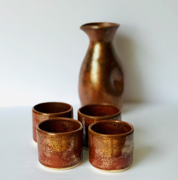 Sake Set for 4 in Ancient Copper