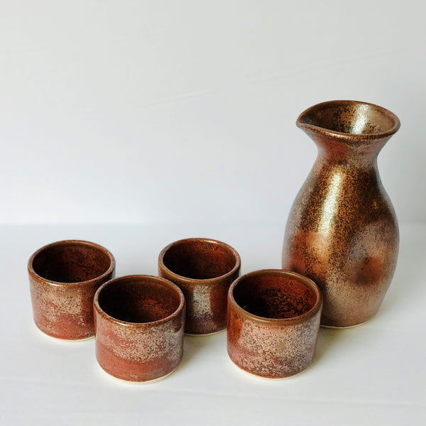 Sake Set for 4 in Ancient Copper