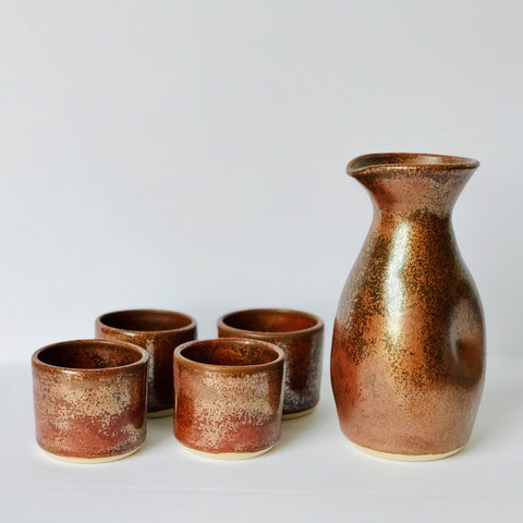 Sake Set for 4 in Ancient Copper
