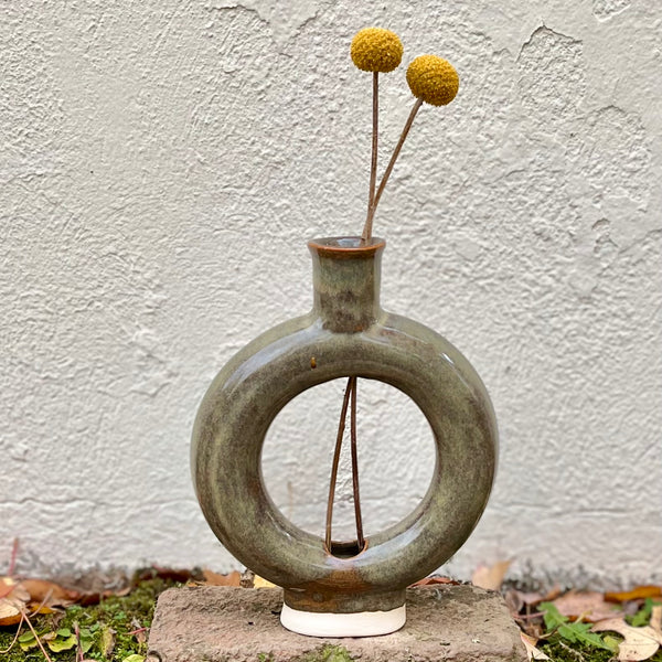 Vertical Donut Vase in Iron Lustre