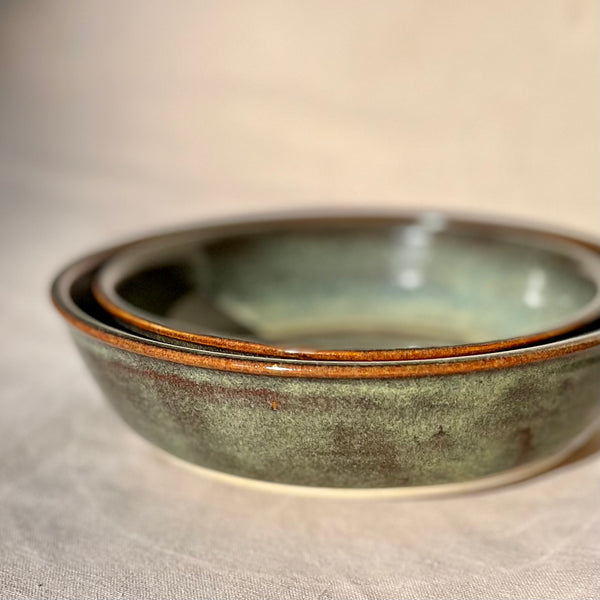 Nesting Spiral Bowls in Iron Lustre