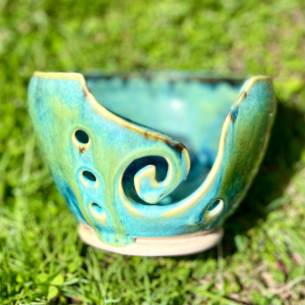 Yarn Bowl in Metallic Turquoise