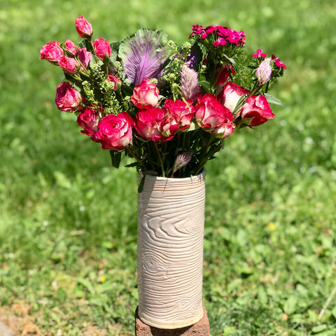 Tall Wood Grain Vase