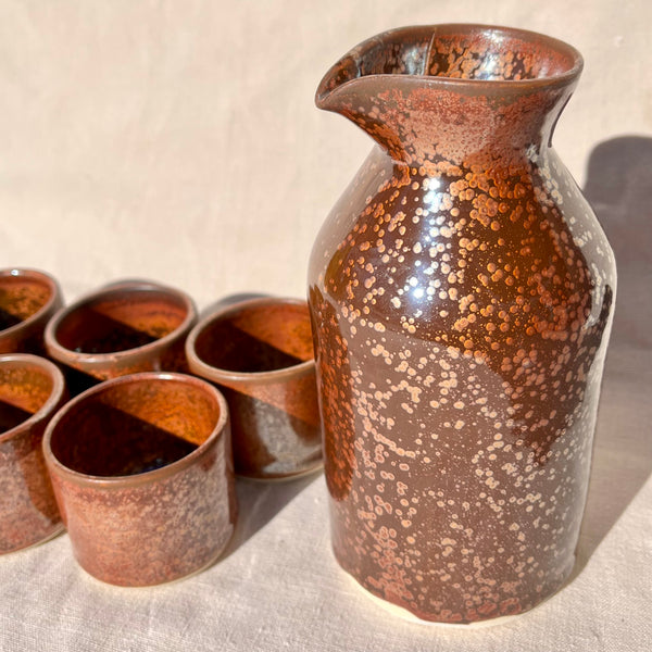 Sake Set for 6 in Ancient Copper #04