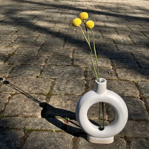 Vertical Donut Vase in Matte White