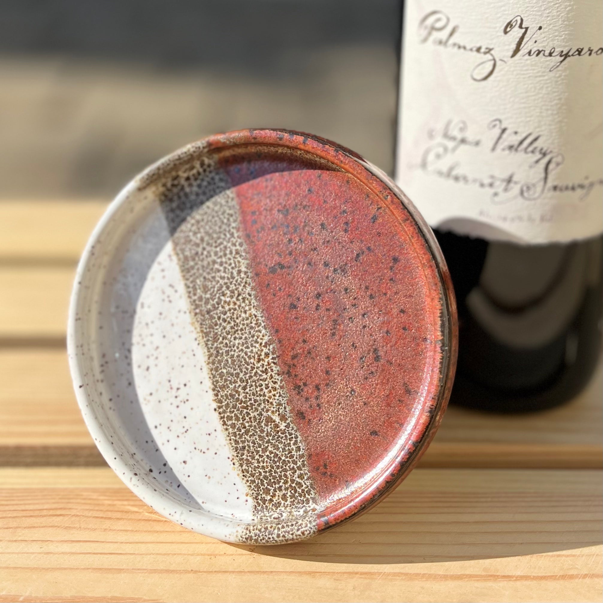 Wine Bottle Coaster in Copper and Snow