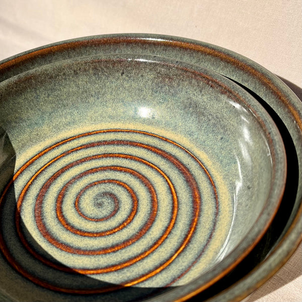 Nesting Spiral Bowls in Iron Lustre