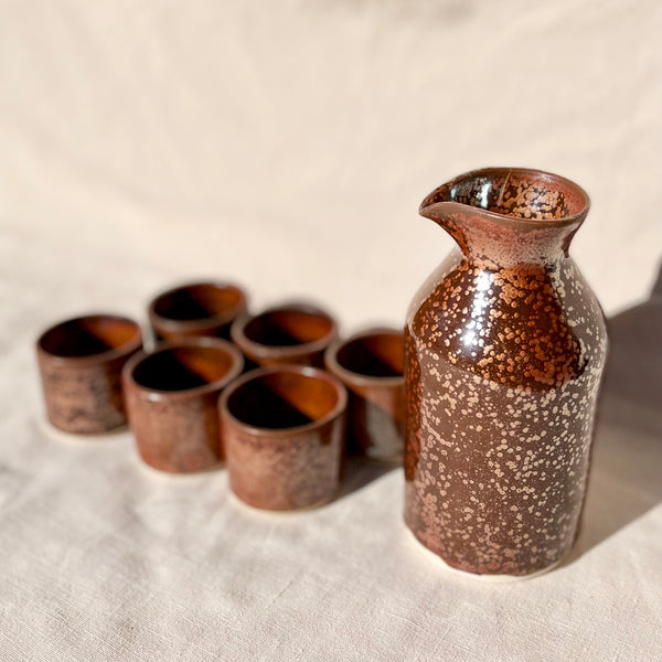 Sake Set for 6 in Ancient Copper #04