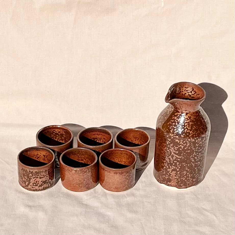 Sake Set for 6 in Ancient Copper #04