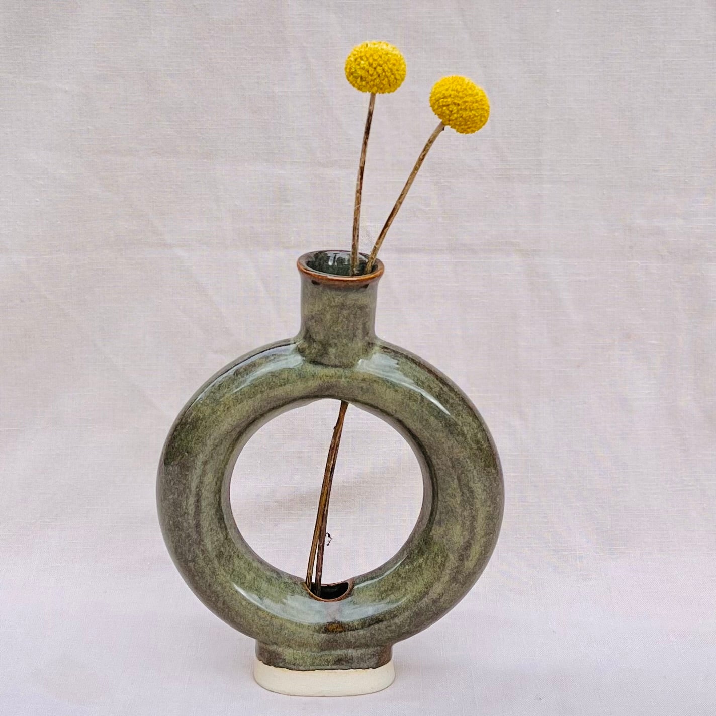 Vertical Donut Vase in Iron Lustre