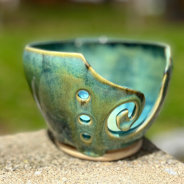 Yarn Bowl in Metallic Turquoise